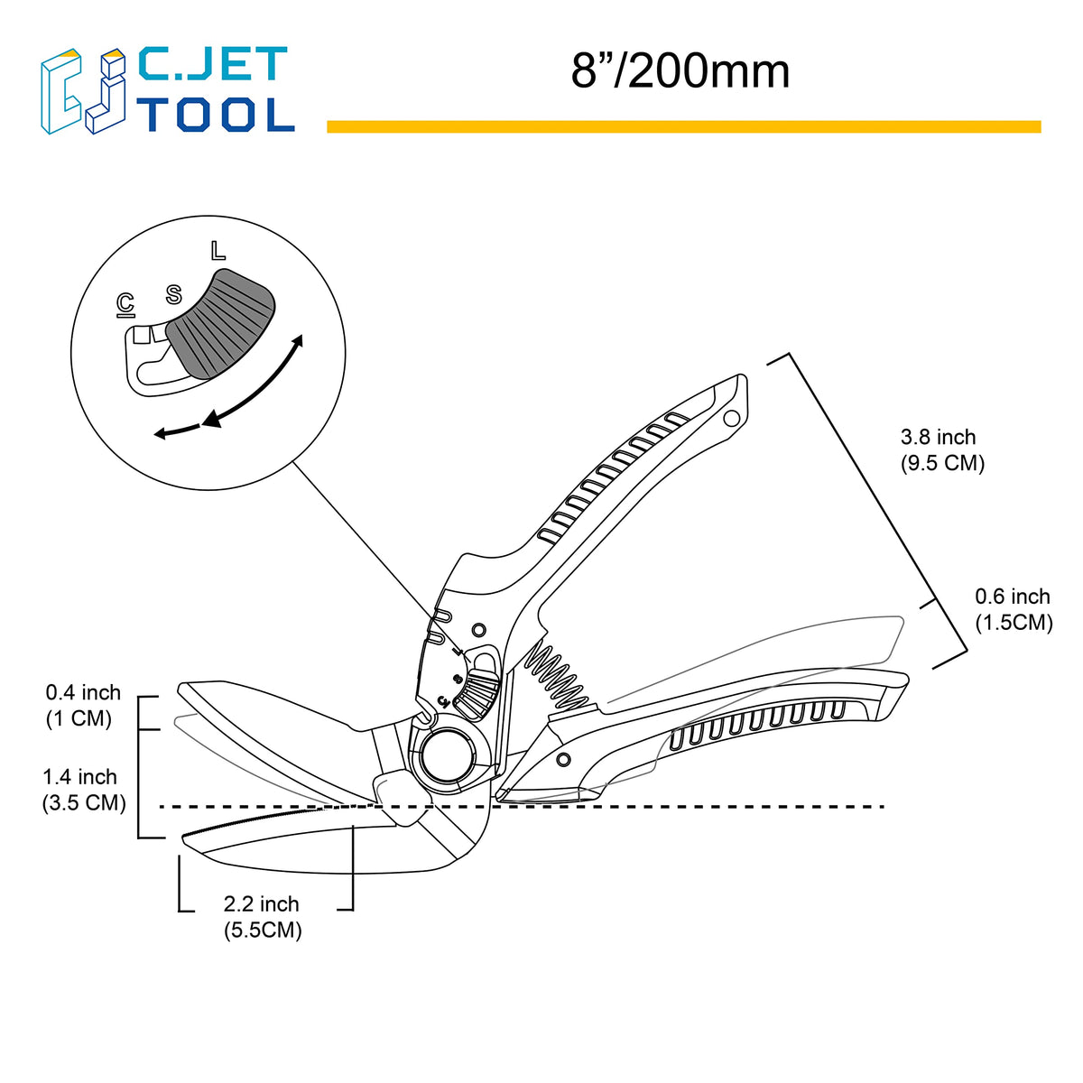 C.JET TOOL 8-Inch Heavy-Duty Carpet Cutter - Multi-Purpose, Soft-Grip Stainless Steel (Blue)