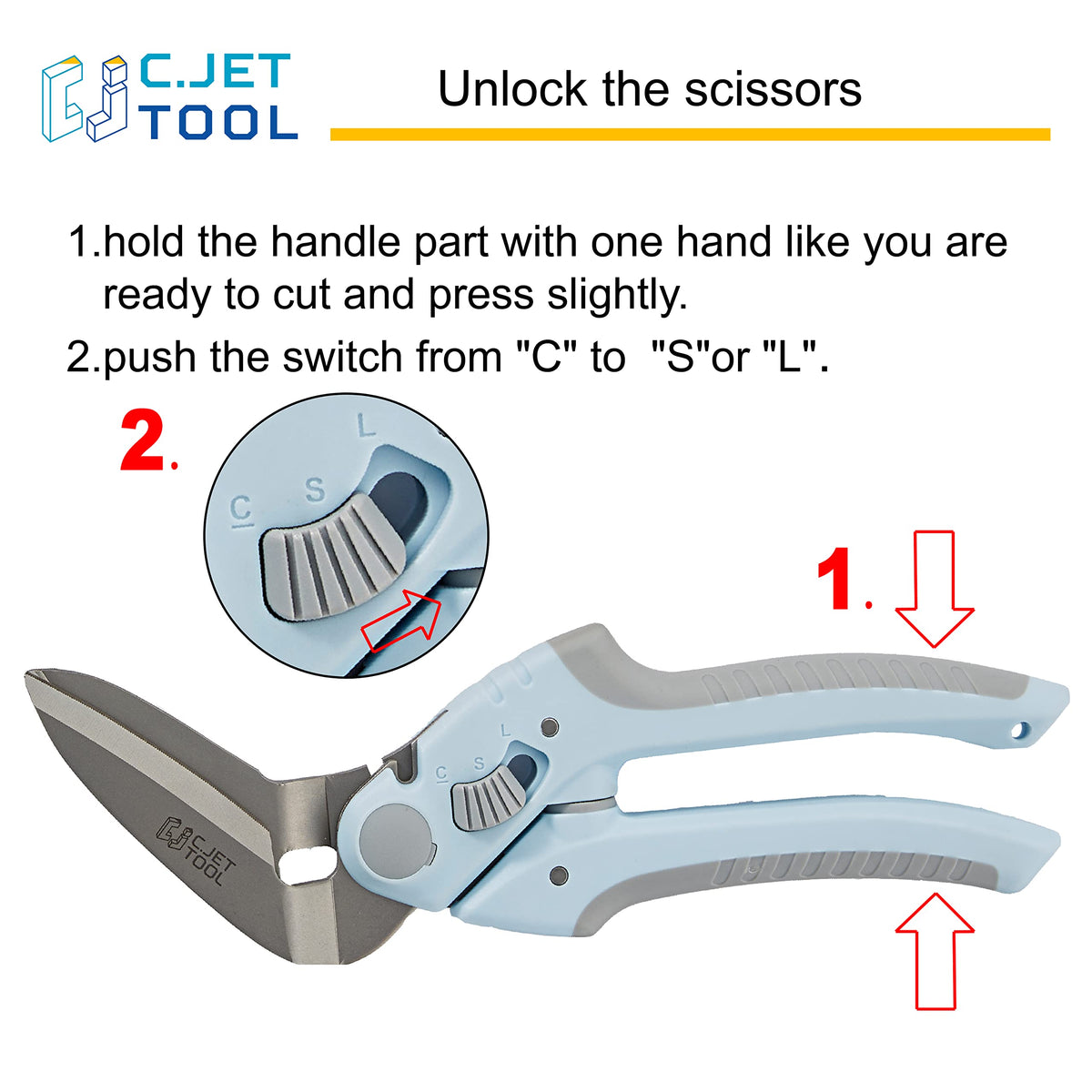 C.JET TOOL 8-Inch Heavy-Duty Carpet Cutter - Multi-Purpose, Soft-Grip Stainless Steel (Blue)