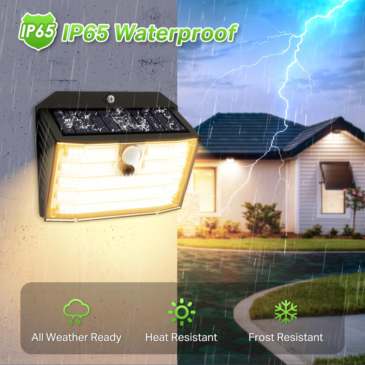 CLAONER Solar Lights Outdoor 4 Pack – 126 LED, IP65 Motion Sensor Wall Lights (270°)
