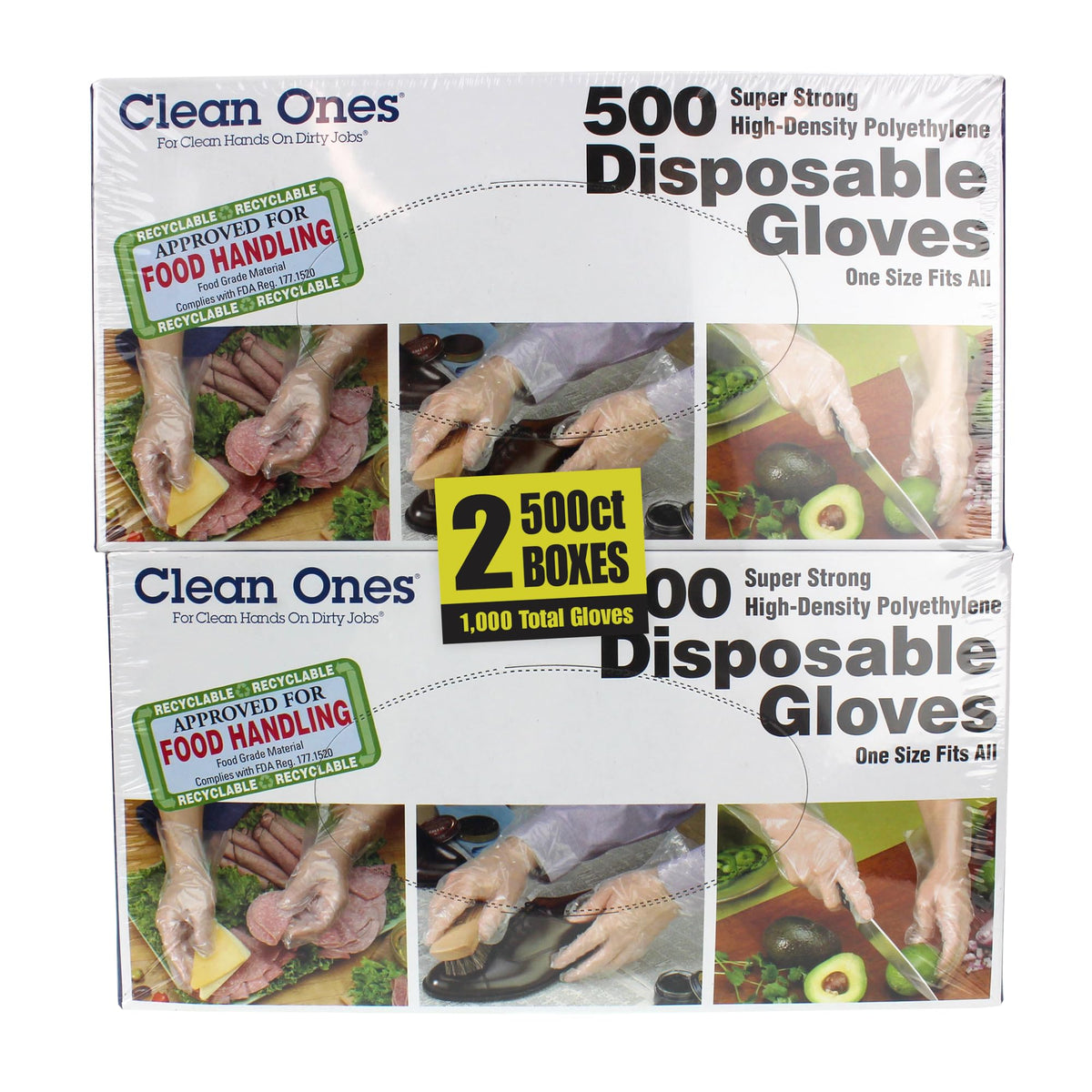 Clean Ones 1000-Count Disposable Food-Safe Poly Gloves – One Size