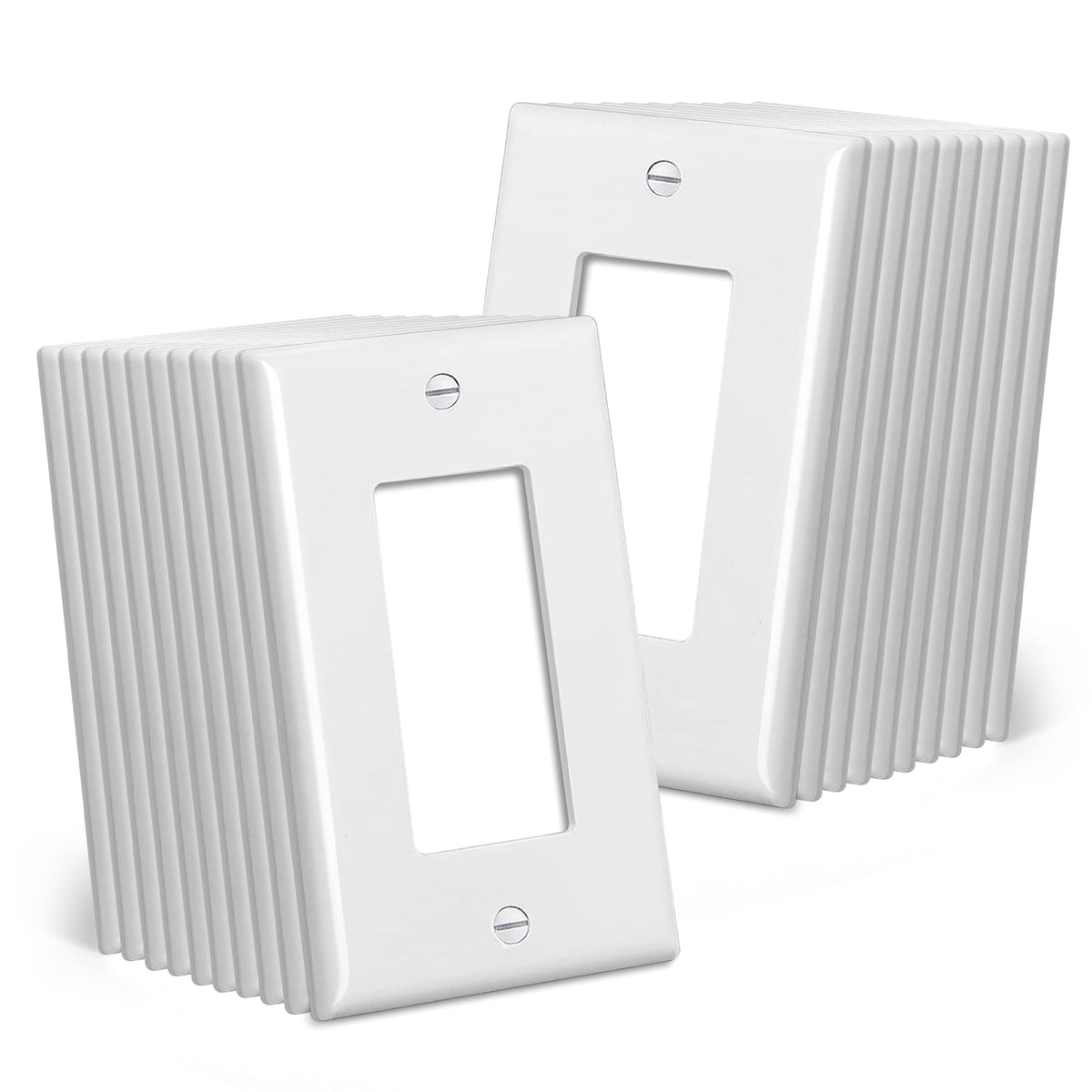 CML Mid-Size Decorator Wall Plates – 20 Pack, 1-Gang, White Gloss