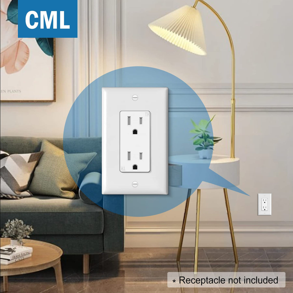 CML Mid-Size Decorator Wall Plates – 20 Pack, 1-Gang, White Gloss