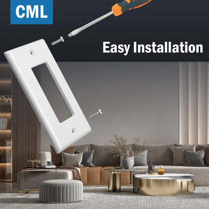 CML Mid-Size Decorator Wall Plates – 20 Pack, 1-Gang, White Gloss