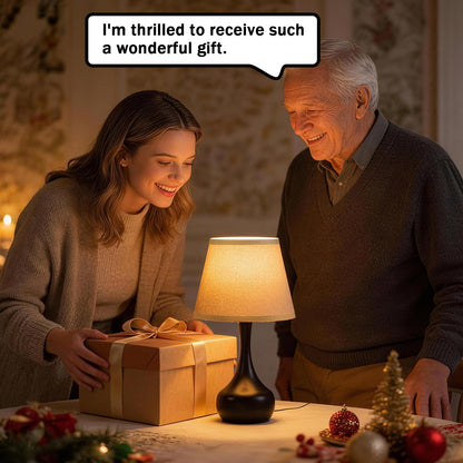 CMQIL 17-Inch Touch Table Lamp — 3-Way Dimmable Bedside Lamp with Linen Shade