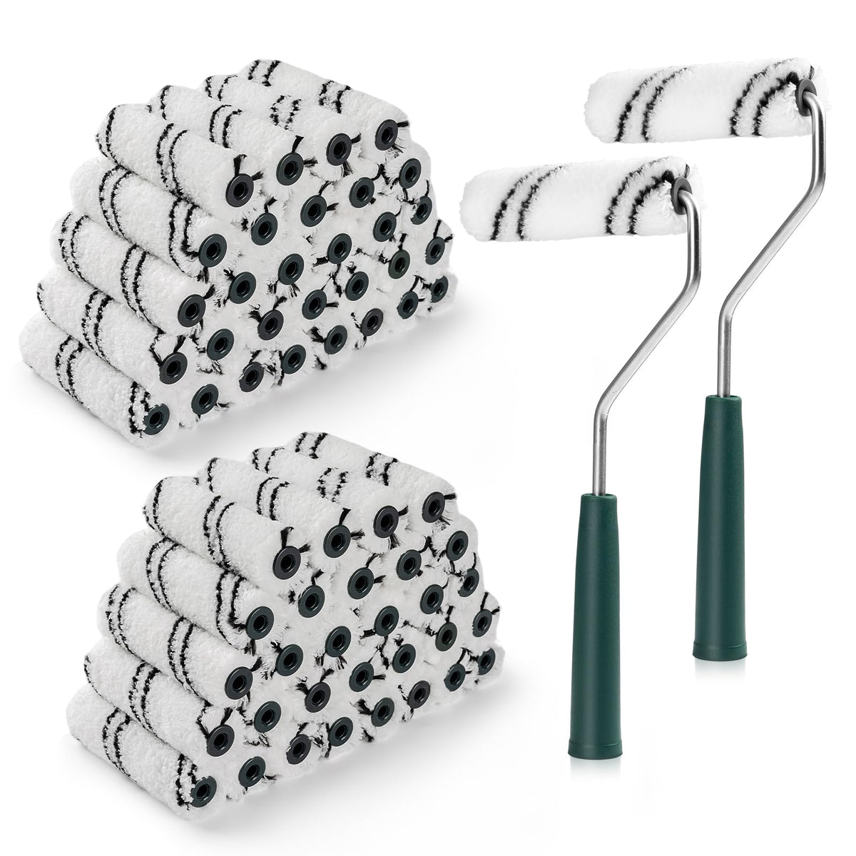 CoatPro Twools 60 Pack 4-Inch Microfiber Roller Covers + 2 Anti-Rust Frames