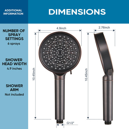 Cobbe Filtered Shower Head with Handheld — High Pressure, 6 Spray Modes, Chlorine Reduction
