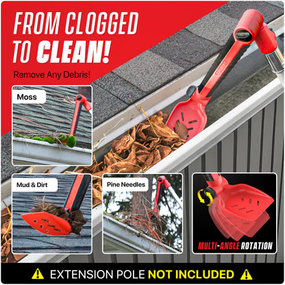 Colbent Multi-Angle Gutter Cleaner Tool – Ground-Based Scoop & Brush Attachment for 5-inch Gutters