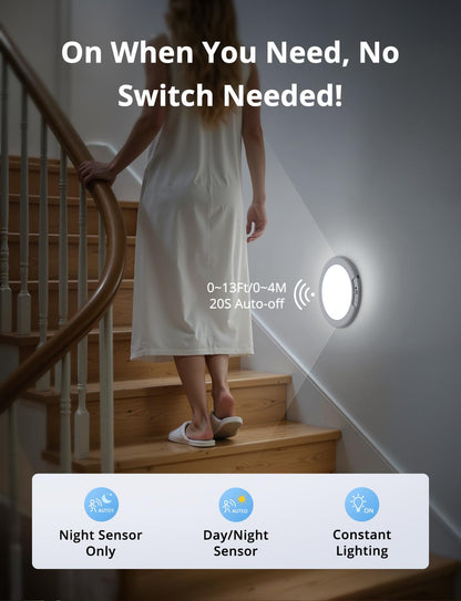 Combuh 4-Pack Battery Powered Motion Sensor Lights – IP44 Waterproof Overhead Lighting