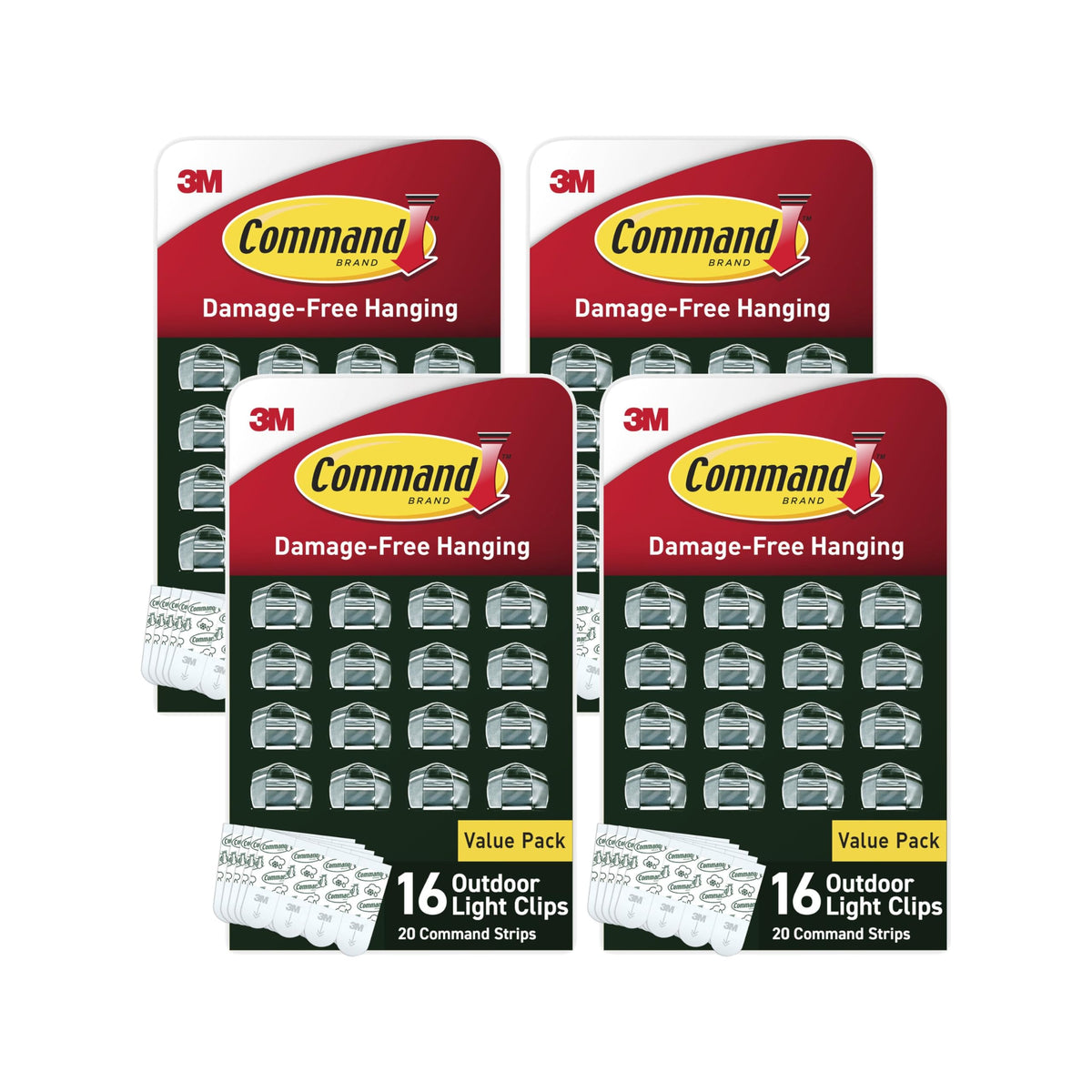 Command Clear Outdoor Light Clips 4-Pack: Damage-Free Hanging for Lights & Cables