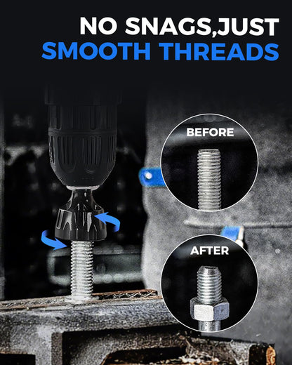 COMOWARE Threaded Rod Deburring Tool – External Chamfer Bit, 5 Carbide Tips, 3mm-35mm (1/8"-1-3/8")