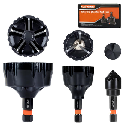 COMOWARE Threaded Rod Deburring Tool – External Chamfer Bit, 5 Carbide Tips, 3mm-35mm (1/8"-1-3/8")