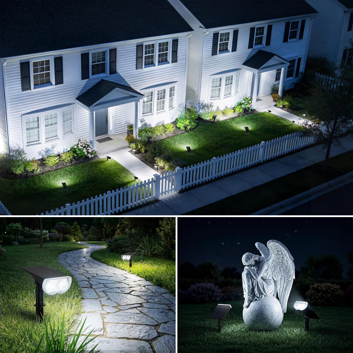 Consciot Solar Lights Outdoor IP67 2-Pack – 3 Lighting Modes, Auto On/Off