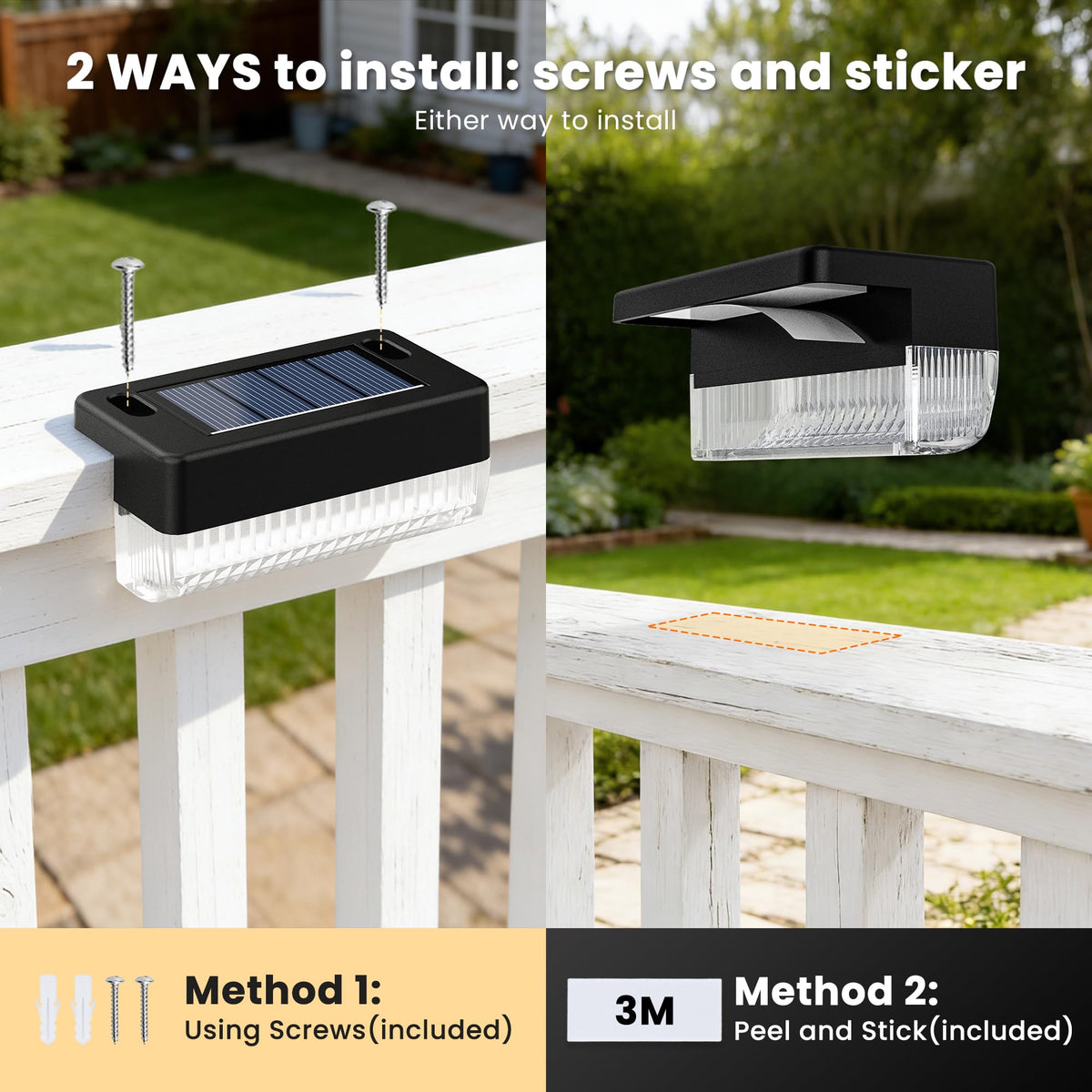 COOZAMING Solar Deck Lights 16-Pack – Warm White, Waterproof Outdoor Lighting