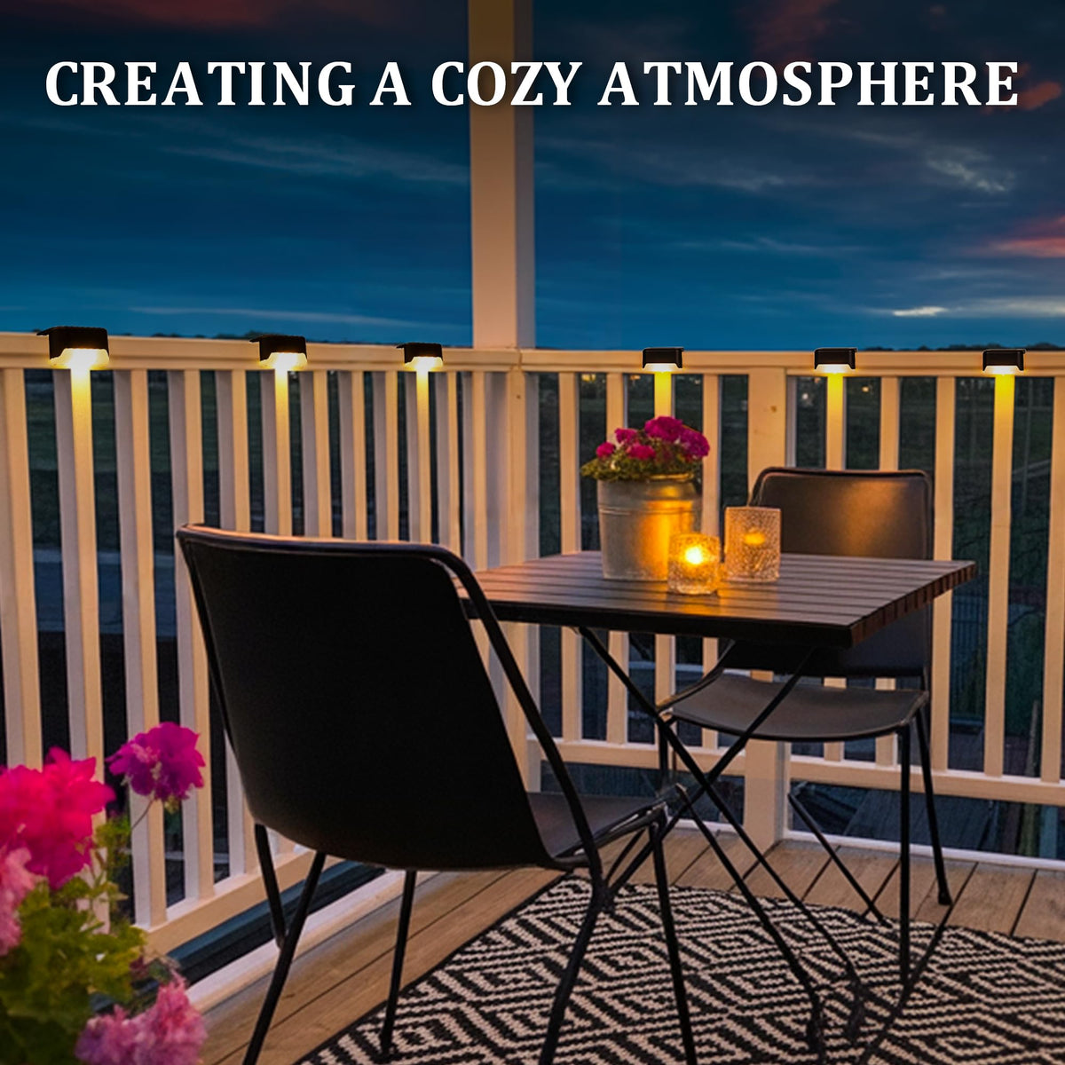 COOZAMING Solar Deck Lights Outdoor 20 Pack – Black Warm White LED Pathway & Stair Lights