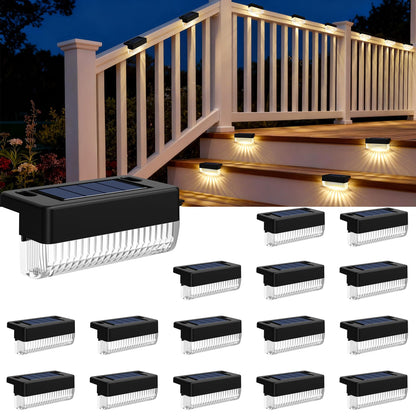 COOZAMING Solar Deck Lights 16-Pack – Warm White, Waterproof Outdoor Lighting