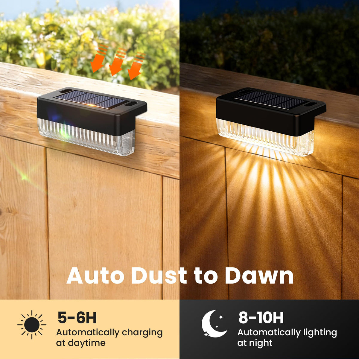 COOZAMING Solar Deck Lights 16-Pack – Warm White, Waterproof Outdoor Lighting