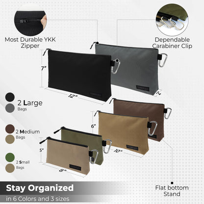 COREFLEX Premium Tool Pouch Set – Small Canvas Tool Bags with YKK Zippers (6-Pack)