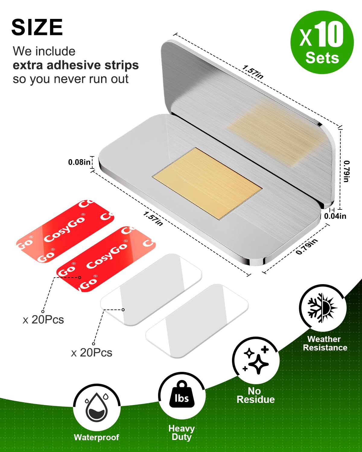 CosyGo 10-Set Extra Strong Magnetic Cabinet Catches – No-Drill, Ultra-Thin, Invisible, Secure Closure