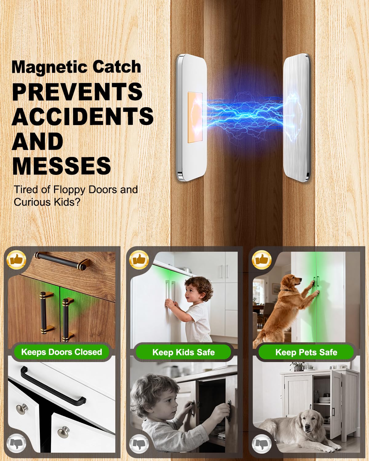 CosyGo 10-Set Extra Strong Magnetic Cabinet Catches – No-Drill, Ultra-Thin, Invisible, Secure Closure