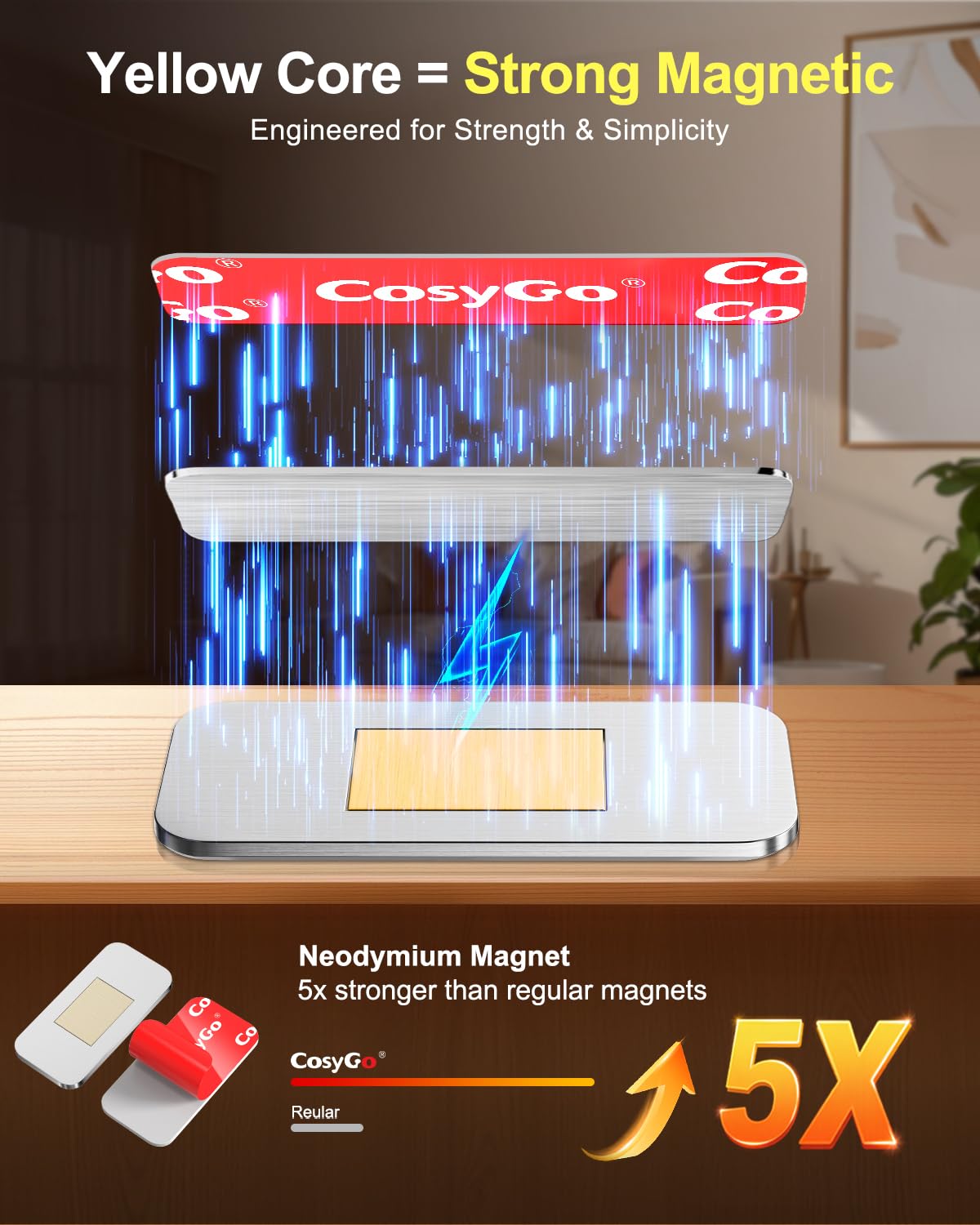 CosyGo 10-Set Extra Strong Magnetic Cabinet Catches – No-Drill, Ultra-Thin, Invisible, Secure Closure