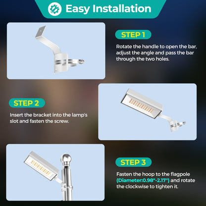 COXSENI Solar Flag Pole Light – 48 LED, 3 Color Modes, Auto On/Off, IP65 Waterproof