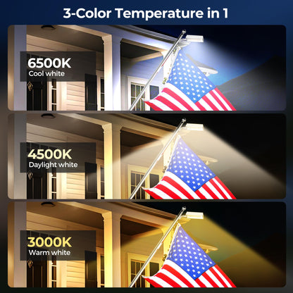 COXSENI Solar Flag Pole Light – 48 LED, 3 Color Modes, Auto On/Off, IP65 Waterproof