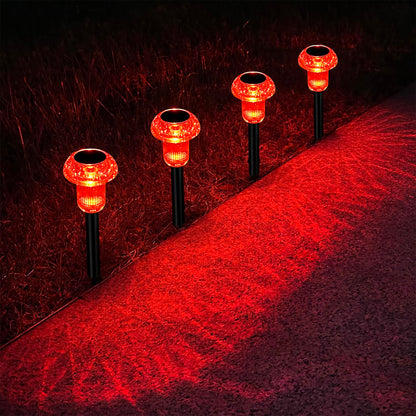 COZY-PAVILION Easter Solar Pathway Lights – 4 Pack Red LED Mushroom Outdoor Decor