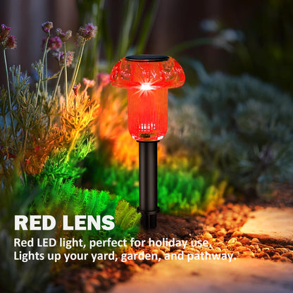 COZY-PAVILION Easter Solar Pathway Lights – 4 Pack Red LED Mushroom Outdoor Decor
