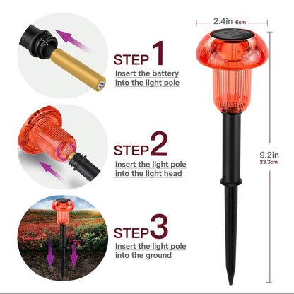 COZY-PAVILION Easter Solar Pathway Lights – 4 Pack Red LED Mushroom Outdoor Decor