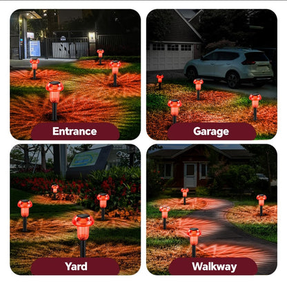 COZY-PAVILION Easter Solar Pathway Lights – 4 Pack Red LED Mushroom Outdoor Decor