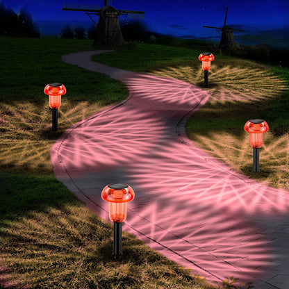 COZY-PAVILION Easter Solar Pathway Lights – 4 Pack Red LED Mushroom Outdoor Decor