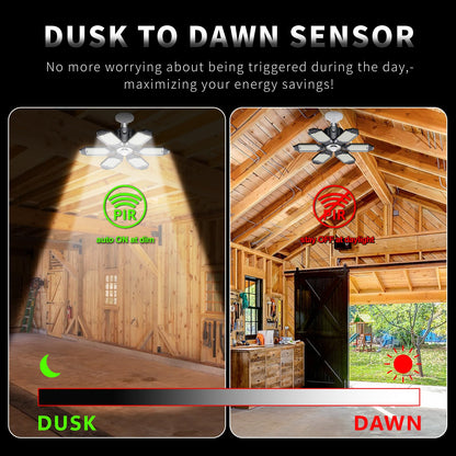 Craftersmark Motion Sensor Garage Light – 20000LM, 200W, Dusk-to-Dawn, E26