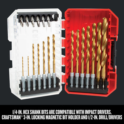 CRAFTSMAN CMAM3211 Titanium Nitride Drill Bit & Screwdriver Set — 21pc