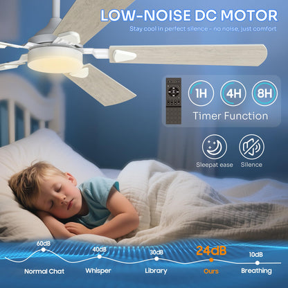 Crazypai 52-Inch Ceiling Fan with Lights | DC Motor, Remote, 3CCT, Reversible