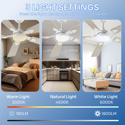 Crazypai 52-Inch Ceiling Fan with Lights | DC Motor, Remote, 3CCT, Reversible