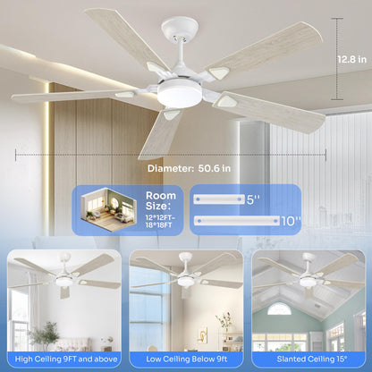 Crazypai 52-Inch Ceiling Fan with Lights | DC Motor, Remote, 3CCT, Reversible