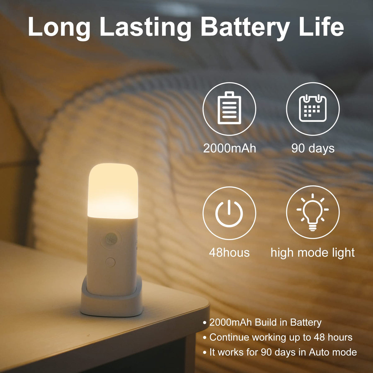 CREWEEL Rechargeable Motion Sensor Night Light – 2-Pack, Cordless & Dimmable