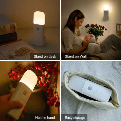 CREWEEL Rechargeable Motion Sensor Night Light – 2-Pack, Cordless & Dimmable