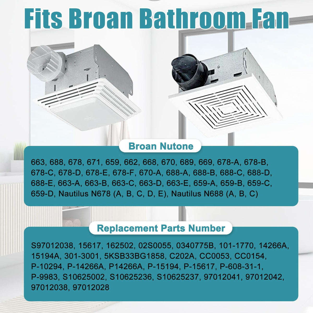 Criditpid BP27 Fan Motor Replacement for Broan Nutone Fans — 50 CFM, 2.0 Sones