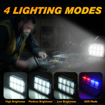 DANCINGBOAR 120W Solar Rechargeable Work Light Yellow | 144 LED, 10000LM, IP66