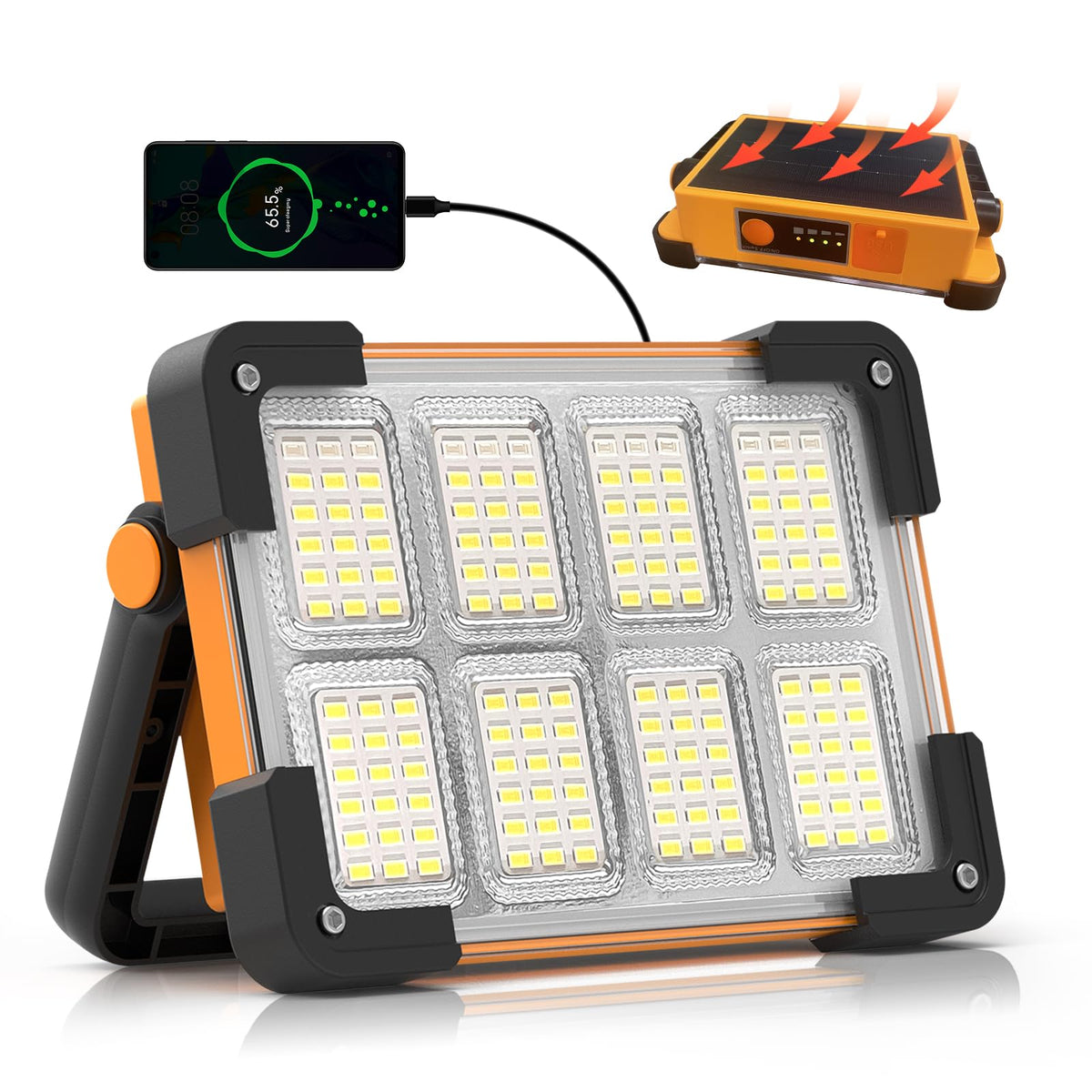 DANCINGBOAR 120W Solar Rechargeable Work Light Yellow | 144 LED, 10000LM, IP66