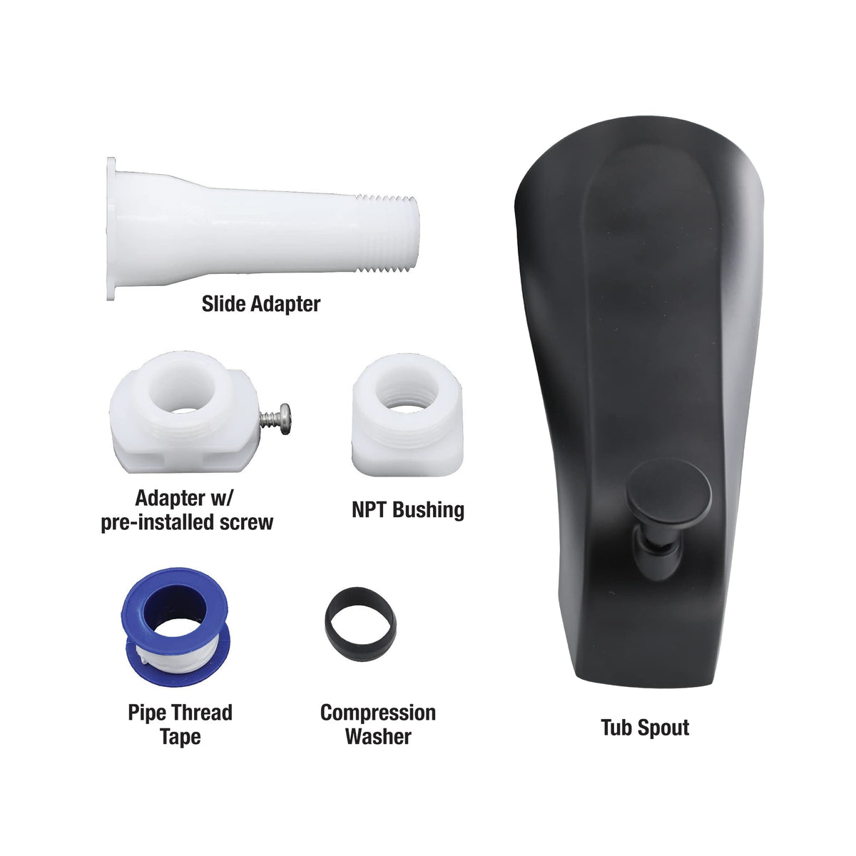 Danco 11079 Tub Spout – Matte Black (Diverter) | Classic Design, Modern Update