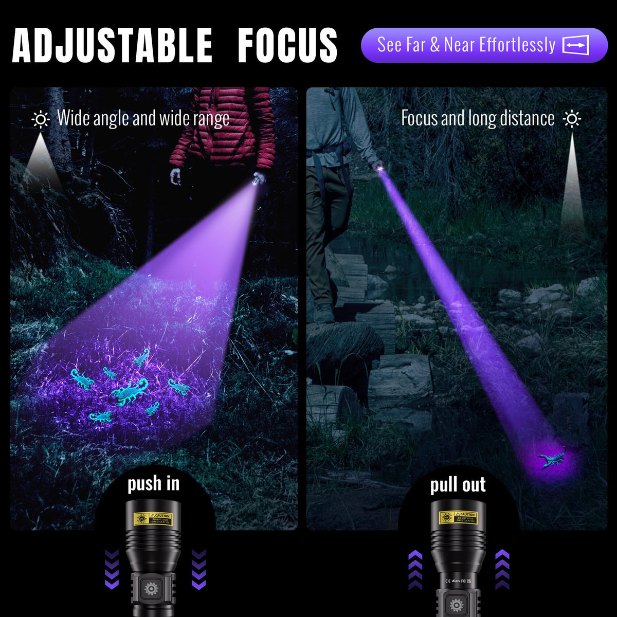 DARKDAWN UV Flashlight 365nm & 395nm Dual Black Light — 2 Pack