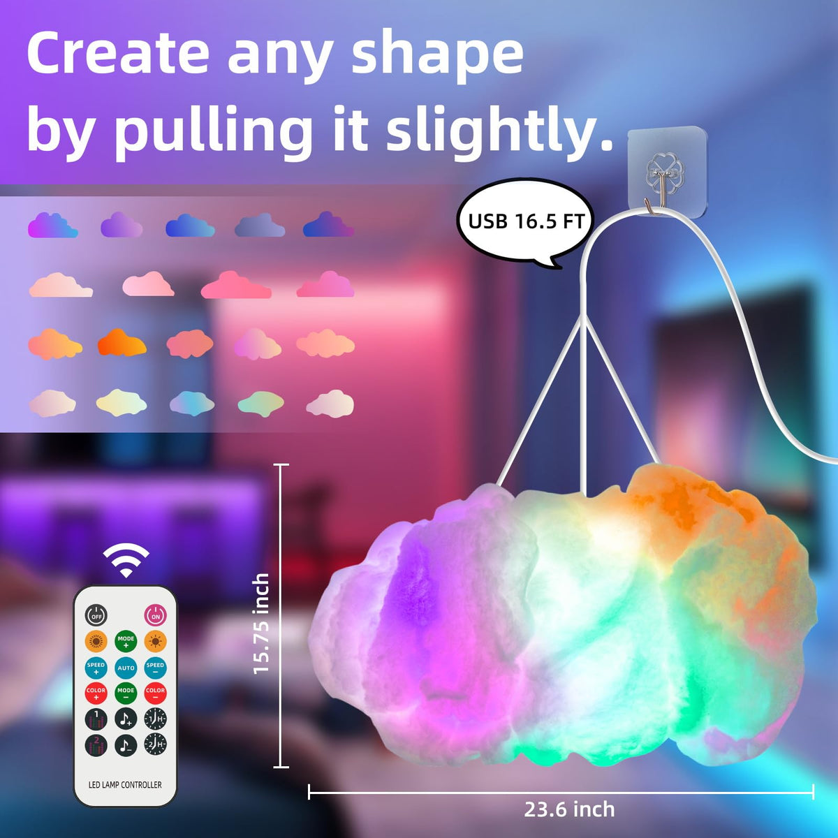 DAWELED Cloud LED Lights for Bedroom – DIY 3D Ceiling Lamp, App Control, Color Changing