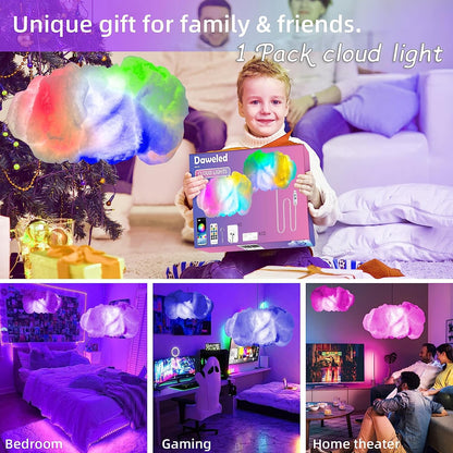 DAWELED Cloud LED Lights for Bedroom – DIY 3D Ceiling Lamp, App Control, Color Changing