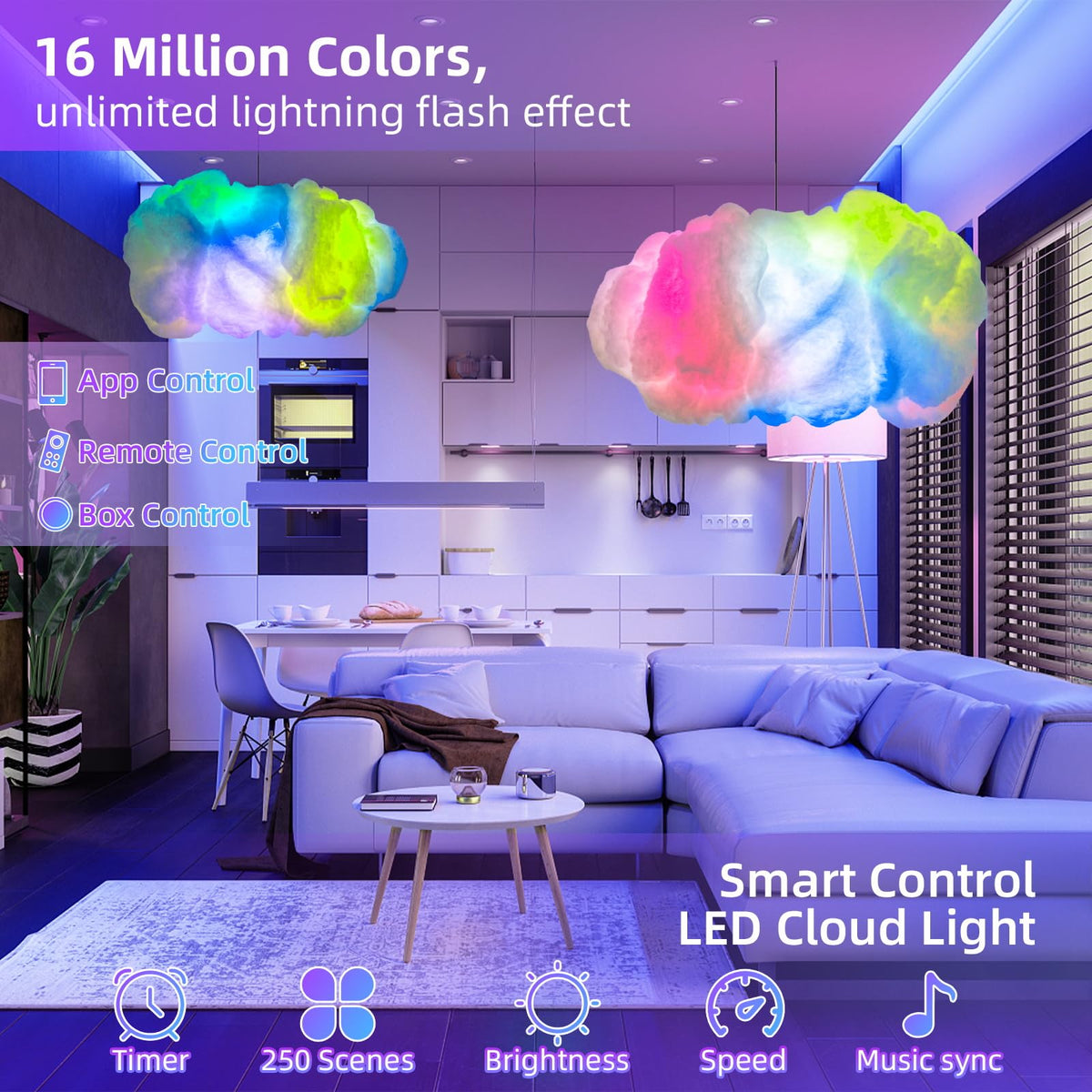 DAWELED Cloud LED Lights for Bedroom – DIY 3D Ceiling Lamp, App Control, Color Changing