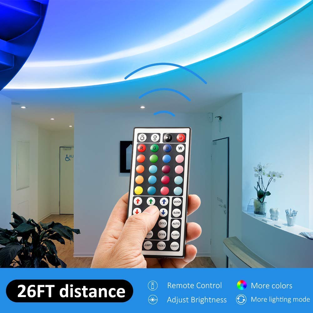 DAYBETTER LED Strip Lights 16.4ft with Remote & Power Supply – 44 Colors, Dimmable, Cuttable