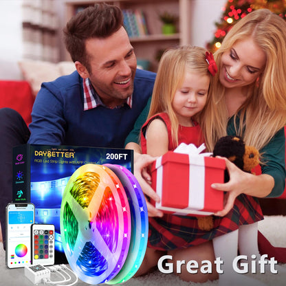 DAYBETTER Led Strip Lights 200 ft – Ultra Long RGB Color Changing Lights with App & Remote