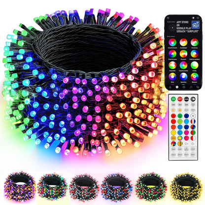 Dazzle Bright 98FT RGB Color-Changing Smart Christmas String Lights with App & Remote