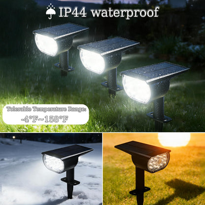 Dazzle Bright Solar Spot Lights Outdoor – 4 Pack with Motion Sensor & 3 Lighting Modes